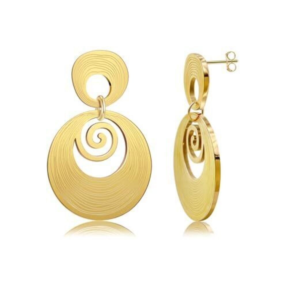 8512 Gold Statement Earrings 18K Gold Plated Sectored Flower Leaf Shell